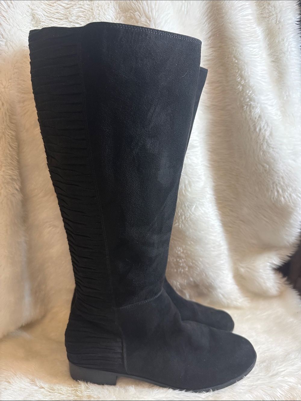 Kelly & Katie Lanner NWOT Black Knee High Boots Size 11M Faux Suede Riding Boots